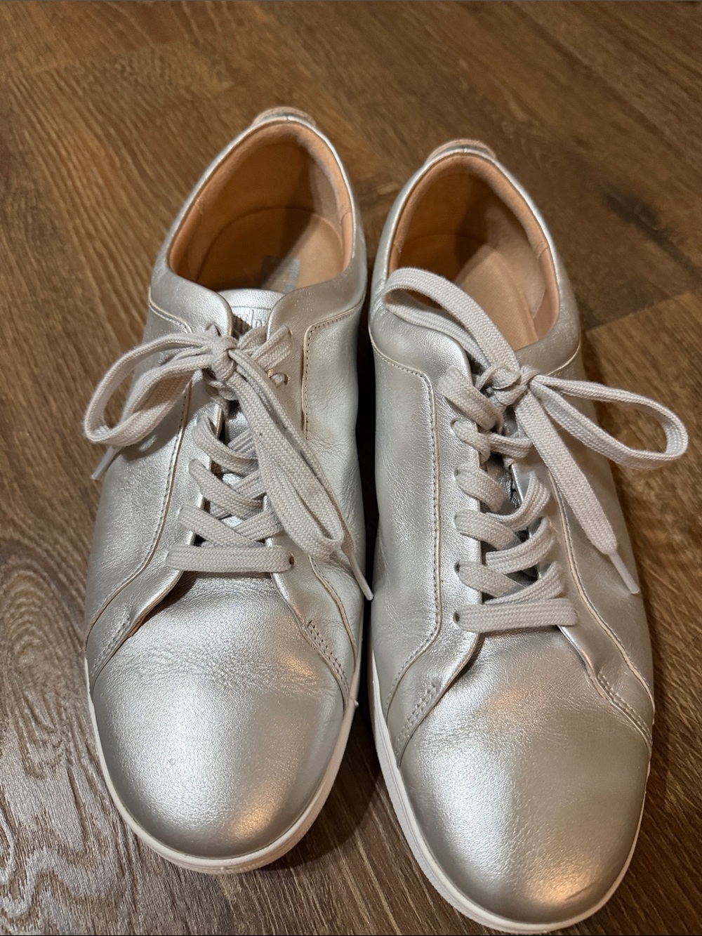 Metallic Silver Lace-Up Sneakers by FitFlop